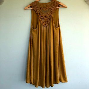 Ochre Flowy Dress with back detail!